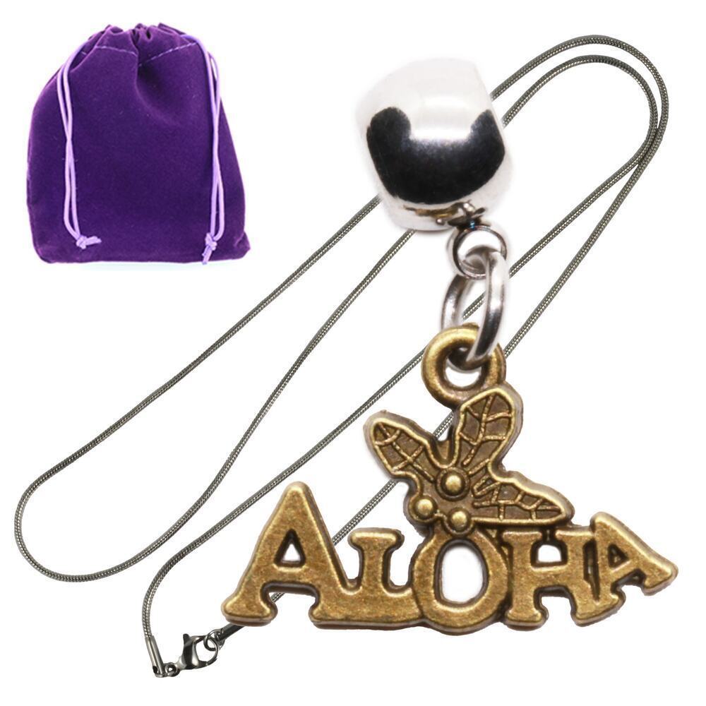 Aloha Pendant Necklace Friendship Necklace from Hawaii with Leaf Motif